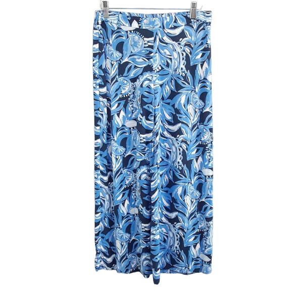 Lilly Pulitzer Avery Crop Pants High Tide You're The Zest Blue Floral Palazzo 4 - Picture 2 of 11